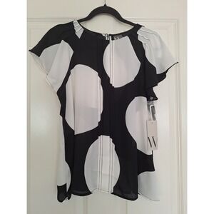 Worthington Women's Black White Blouse Size‎ PM
